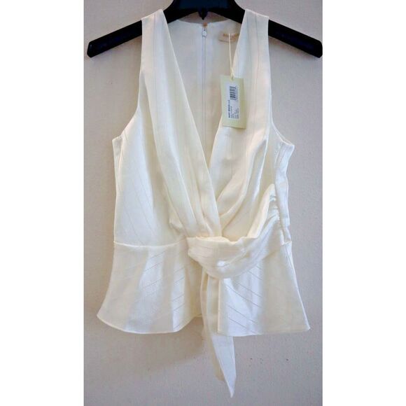 Ramy Brook A1022105 Women's Sz XS Ivory Miles Striped Twist Sleeveless Top - Picture 1 of 8